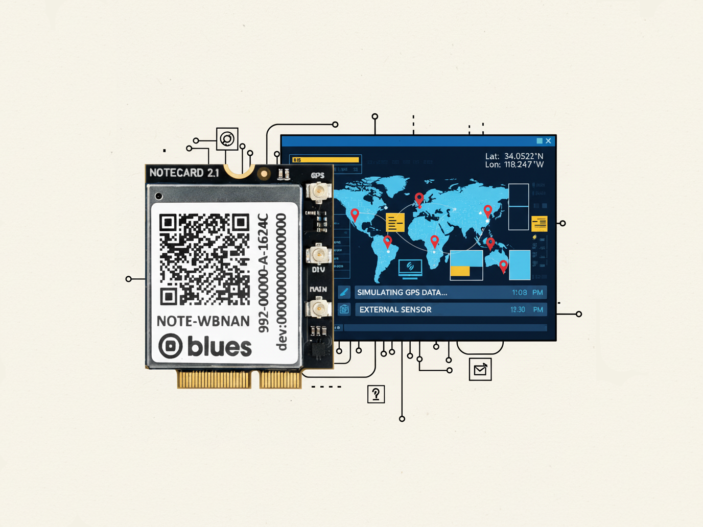 Simulate an External GPS module with the Notecard AUX Pins banner